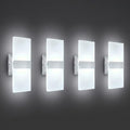 12W Modern LED Wall Sconces 4-Pack, 6000K Cool White by Unknown