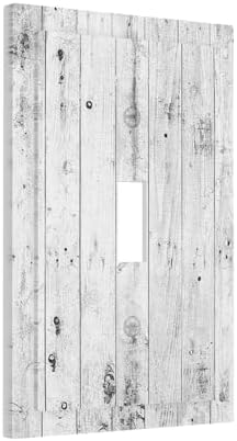Decorative Light Switch Cover Rustic White Grey Wood Grain 1 Gang Single Toggle - Image 2