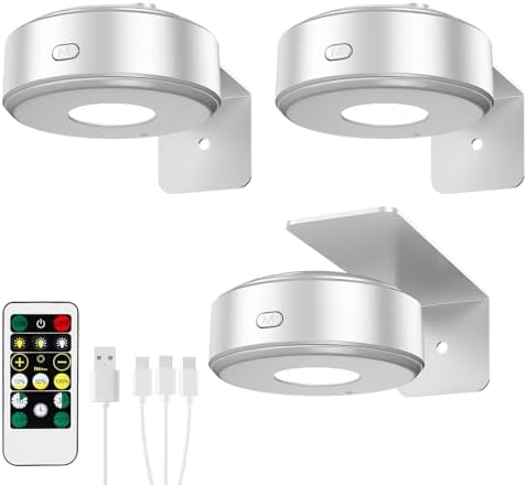 3 Pcs Picture Lights, Rechargeable Battery Operated Dimmable 3-Color Wall Light by Unknown