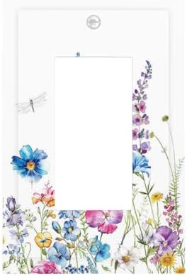 Decorative Outlet Covers Boho Colorful Flowers Plants And Dragonflies 1 Gang by Lightswitchcovers