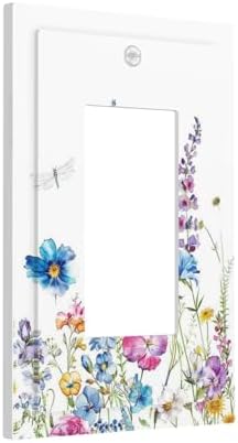 Decorative Outlet Covers Boho Colorful Flowers Plants And Dragonflies 1 Gang - Image 2