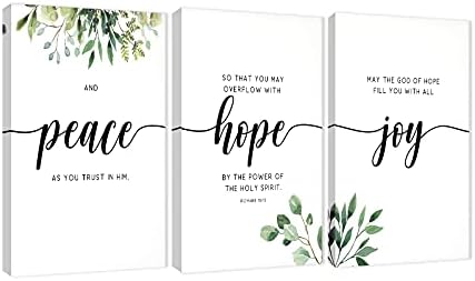 3 Piece Inspirational Wall Art, Quotes "Peace Hope Joy" Canvas Print by GUTTATYART
