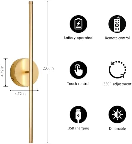 KARTOOSH Battery Operated Wall Sconces Set of Two Wireless Wall Lights - Image 5
