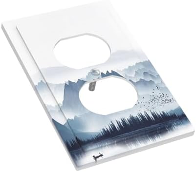 Outlet Covers Mountain Foggy Lake Boat Grey Blue Forest Birds 1 Gang Duplex - Image 3