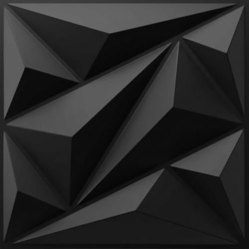 3D Wall Panels 33 Pack, 12×12 Inch Black Diamond Textured PVC Wall Panels by NKEN3DDecoration