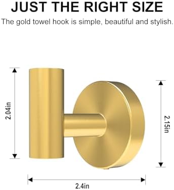 SetSail Towel Hooks for Bathrooms 4 Packs Screw-in Gold Bathroom Towel Hook - Image 2