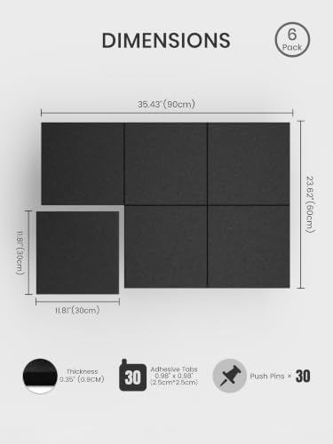 Bumusty 36"x 24" Large Felt Bulletin Board Tiles - Image 2