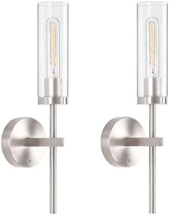 Shenmoyl Battery Operated Wall Sconces Set of 2, Nickel Rechargeable Wall by Shenmoyl