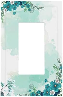 Decorative Outlet Covers Blue Green Flowers Light Green Watercolor Patterns 1 by Lightswitchcovers