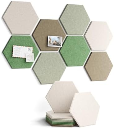 Fluxynara 8-Pack Hexagon Felt Bulletin Board Tiles, Moss Haven by FLUXYNARA