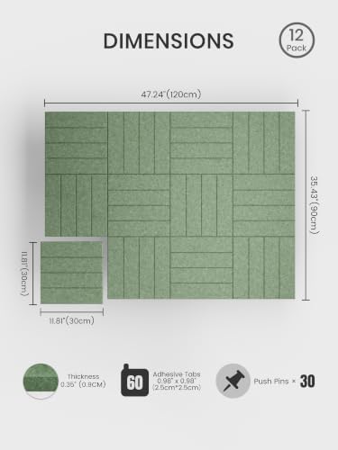Bumusty 48" x 36" Large Cork Board Alternative, Botanical Green - Image 2