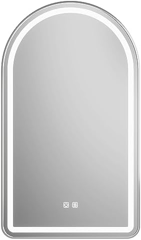 Arched Bathroom Mirror 20"x28", LED Tempered Glass by MYlovelylands