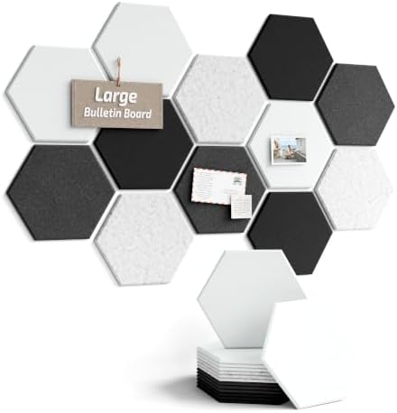 Fluxynara 12-Pack Hexagon Felt Bulletin Board Tiles, Concrete Echo-1 by FLUXYNARA