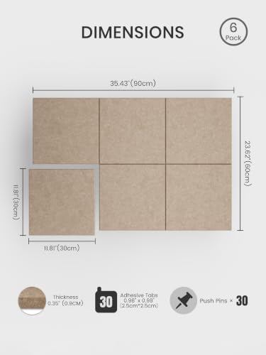 Bumusty 36"x 24" Large Felt Bulletin Board Tiles - Image 2