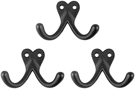 Renovators Supply Manufacturing Double Wall Hook, Cast Iron Black Powder Coat by RenovatorsSupplyManufacturing