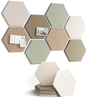 Fluxynara 8-Pack Hexagon Felt Bulletin Board Tiles, Linen Dusk-1 by FLUXYNARA
