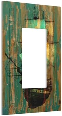 Decorative Outlet Covers Rustic Green Wood Grain Sailboat 1 Gang Single Rocker - Image 2