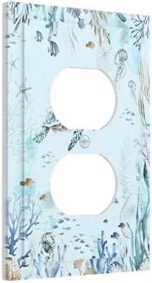 Outlet Covers Teal Blue Ocean Sea Turtle Seabed Plants 1 Gang Duplex Light - Image 2