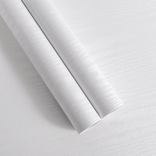White Contact Paper Peel and Stick Wood Grain Wallpaper Easy to Install by Abyssaly