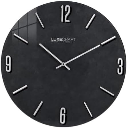 16 Inch Silent Non-Ticking Modern 3D Wall Clock Charcoal Grove, Glass Face by Unknown