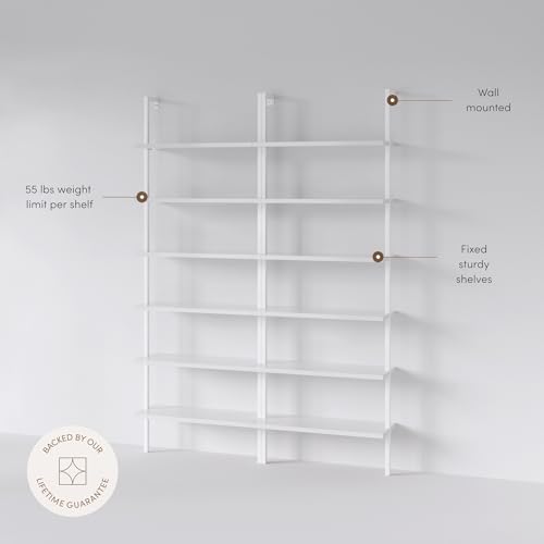 Nathan James Theo 6-Shelf Tall Modern Bookshelf, Wall Mount Ladder Shelf - Image 4