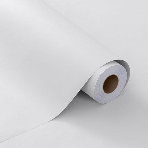 FUKU MON White Wallpaper Peel and Stick, Matte White Contact Paper Textured by MeetyourallDIYneeds