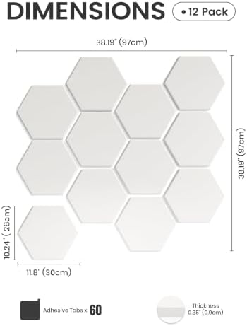 Fluxynara 12-Pack Hexagon Felt Bulletin Board Tiles, Milky White-1 - Image 2
