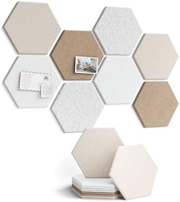 Fluxynara 8-Pack Hexagon Felt Bulletin Board Tiles, Stone Beige-1 by FLUXYNARA