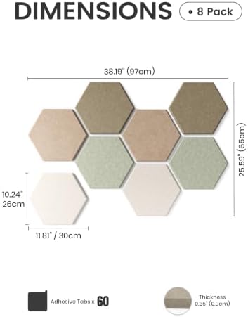 Fluxynara 8-Pack Hexagon Felt Bulletin Board Tiles, Linen Dusk-1 - Image 2