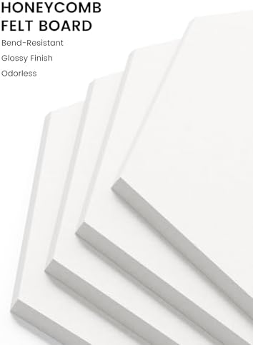 Fluxynara 8-Pack Hexagon Felt Bulletin Board Tiles, Milky White-1 - Image 3