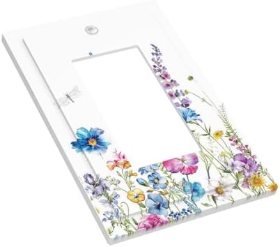 Decorative Outlet Covers Boho Colorful Flowers Plants And Dragonflies 1 Gang - Image 3