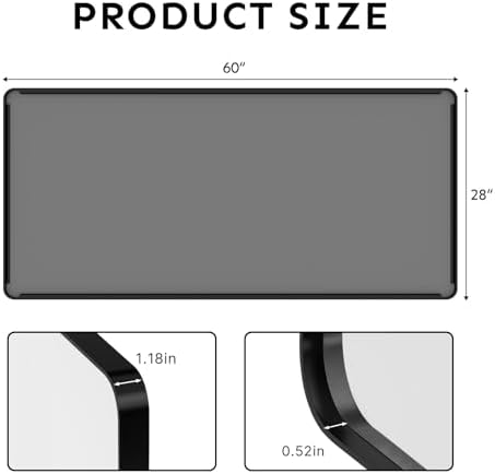 Kosmonia 60x28 inch Black Bathroom Mirror Metal Framed Rounded Rectangle - Image 5