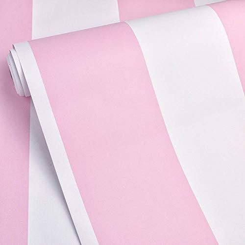AINITAOCOM Self Adhesive Vinyl Pink and White Stripe Peel and Stick Wallpaper - Image 2