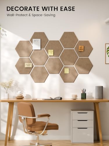 Fluxynara 12-Pack Hexagon Felt Bulletin Board Tiles - Image 6