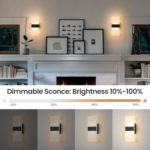 Hardwired Wall Sconces Set of Two, 12 Inch Modern Black Wall Lights, - Image 4