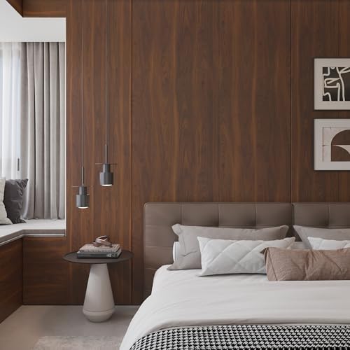 BOMENG Walnut Wood Contact Paper 16x79 inch Dark Brown Wood Wallpaper Peel and - Image 5