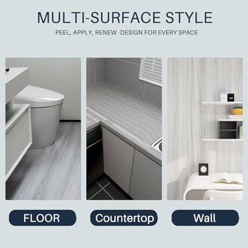 Wood Grain Peel and Stick Floor Tiles, 11.8" W × 394" L, Light Color - Image 2