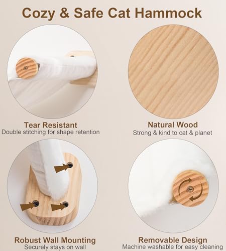 Cat Wall Hammock, Wall Mounted Reversible Plush-Canvas Bed - Image 4