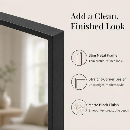 2-Pack 24"x36" Matte Black Framed Bathroom Vanity Wall Mirrors - Image 3