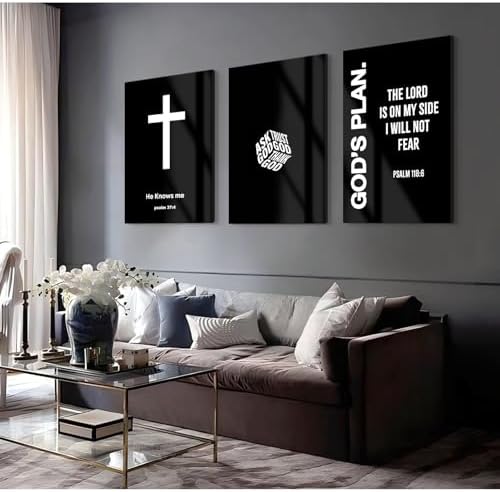 Christian Jesus Wall Art Black White God Canvas Wall Decor Religious Bible - Image 6