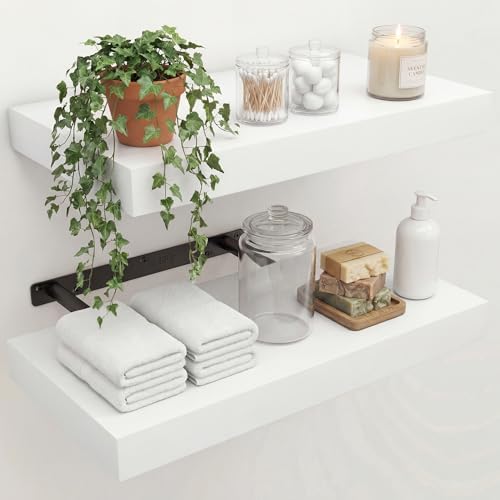 16 in Floating Shelves for Wall Decor Color White, Pack 2 by Unknown