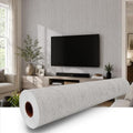 White Gray Travertine Peel and Stick Wallpaper, 47.2 x 394 in by Qorqeous-PeelStickShine