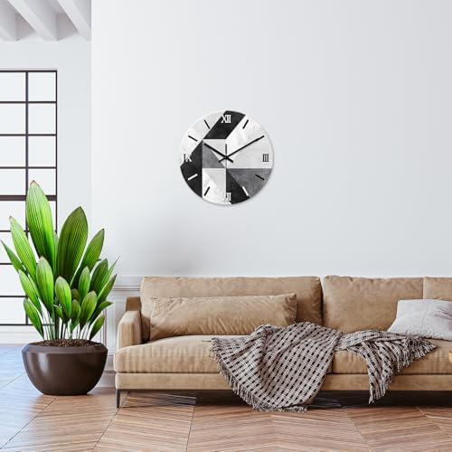 Industrial Geometric Glass Wall Clock 16 Inch Silent Non-Ticking - Image 2