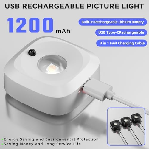 Picture Lights for Wall 3 Pcs, Rechargeable Battery Operated Magnetic Wall - Image 4