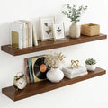 fuqing 40 Inch Floating Shelves 6.7'' Deep Dark Wood Wall Shelves Set of 2 by Fuqing