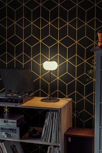 Safiyya 118" x 17.3" Gold and Black Wallpaper Geometric Contact Paper Peel and - Image 2