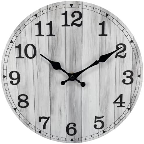 14 Inch Wall Clock Battery Operated, Wooden Rustic Boho Wall Clocks by wallclock