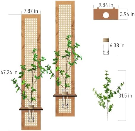 2PC Vertical Bamboo Weaving Wall Art, 47In x 8In - Image 3
