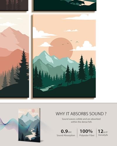 InSimSea Acoustic Art Wall Panels, Minimalist Boho Mountain - Image 3