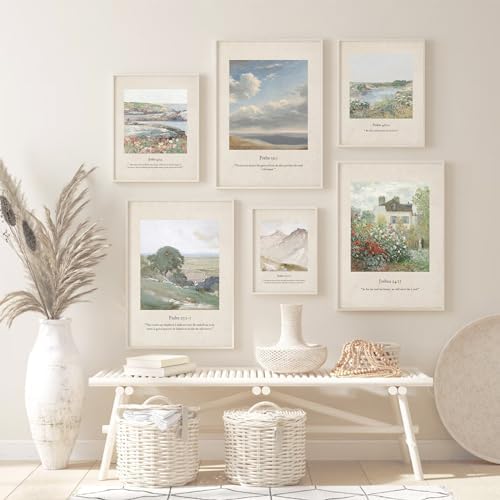 Christian Scripture Wall Art Set of 6 Bible Verse Canvas Wall Decor Psalm 23 by Unknown